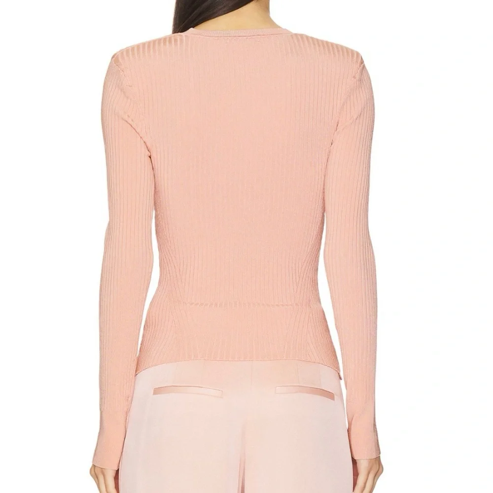 NWT, Veronica Beard Women’s Acara Ribbed Knit Pullover in Pink Clay, Size Small - Picture 8 of 11